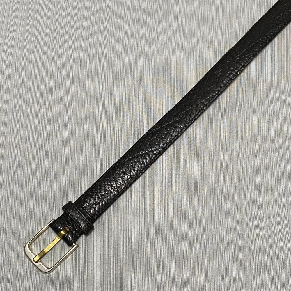 Women's Black Cowhide Leather Belt Size 32 Made in USA Shrunken Grain Capsule